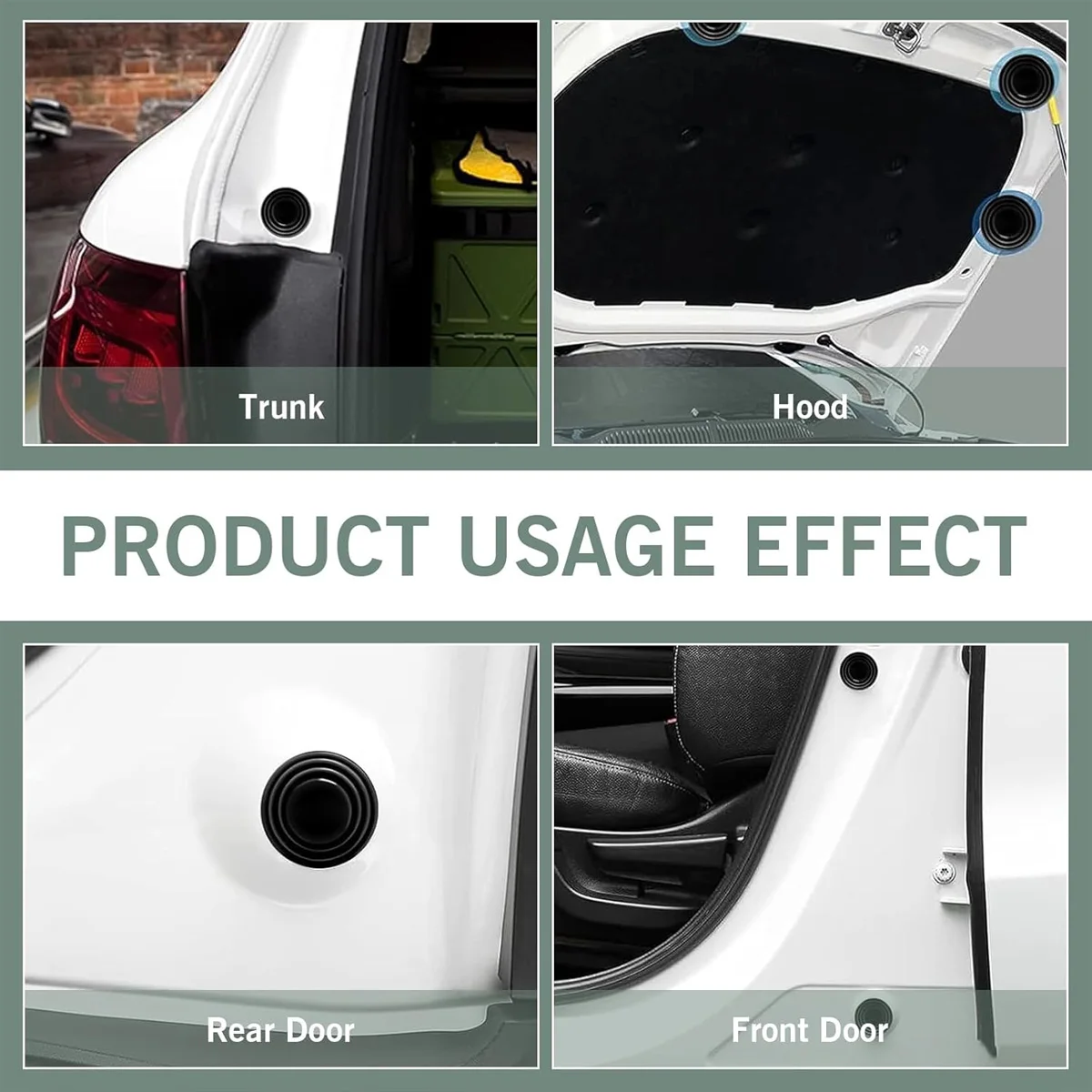 12pcs Car Door Shock-Absorbing Washer Anti-Collision Buffer Muffler Silicone Pad Sound Insulation Universal Black Car Exterior
