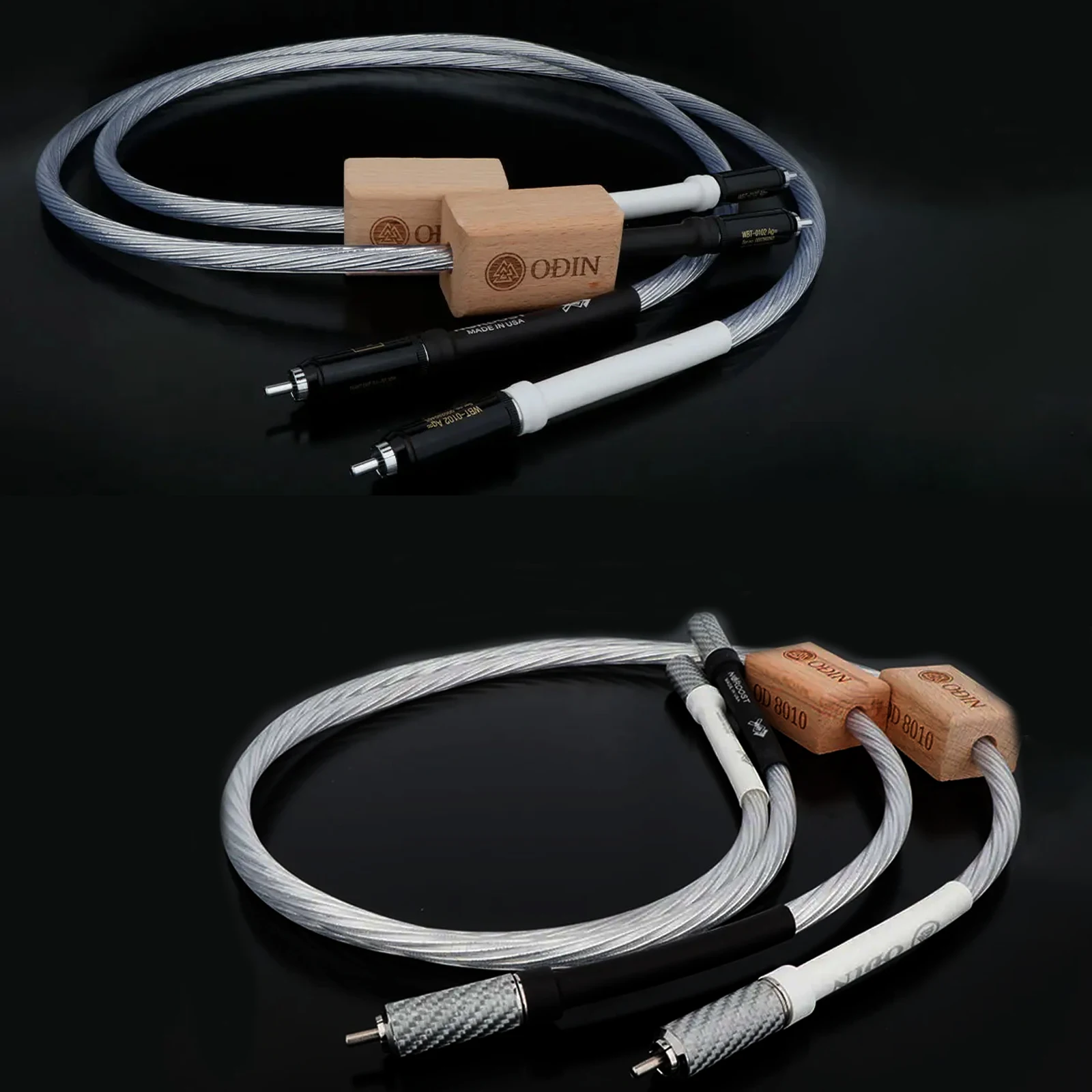 

One Pair Odin Reference Interconnect RCA Audio Cable Sliver Plated With Carbon Fiber RCA Plug
