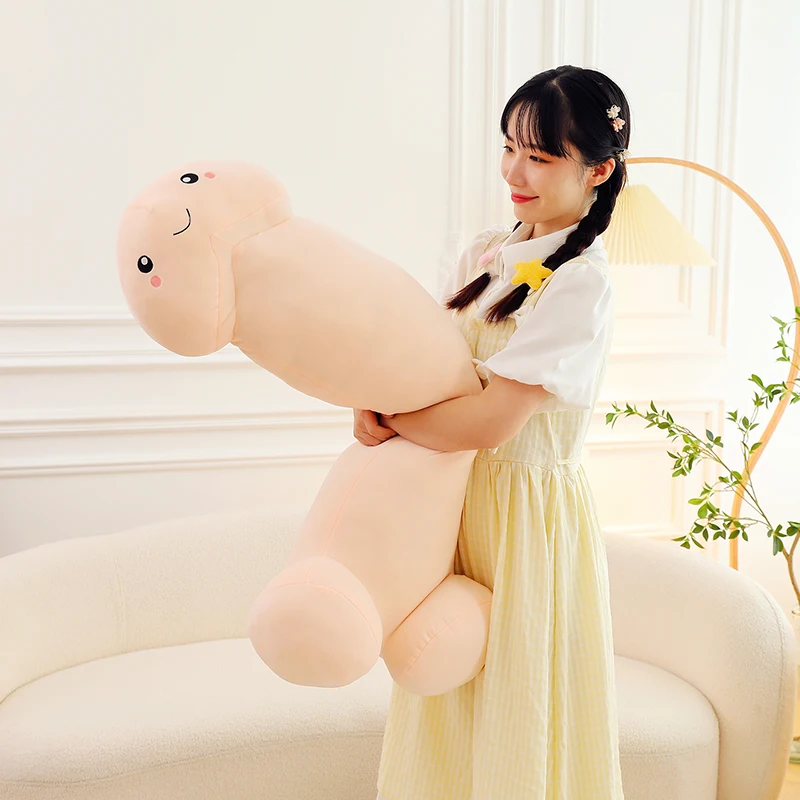 Funny Long Body Pillow, Novelty Prank Stuffed Doll Two Colors Skin & Brown Soft Plush Bolster Cushion Joke Gift for Friends