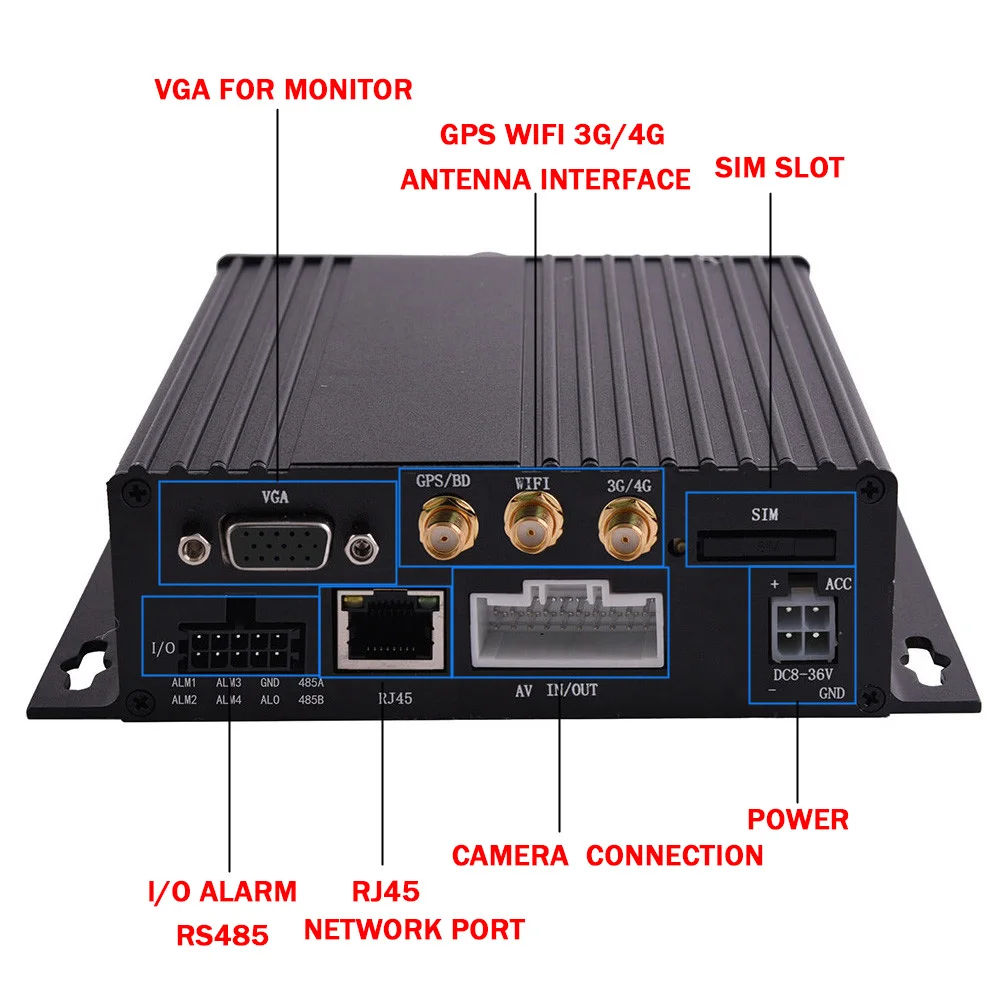 Camión 4CH MDVR con grabadora de vídeo digital H.264 1080P 4G GPS Wifi compatible con sistema CMSV6