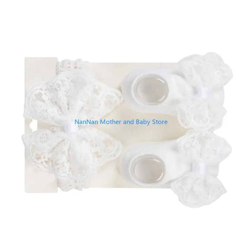 

Breathable Infant Headwrap Headband with Anti Slip Silicone Socks Lovely Baby Accessories 0 to 12 Months Gift