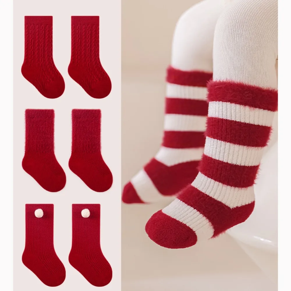 Breathable Winter Compression Stocking Bowknot Sweat-absorbing Toddler Hosiery Casual Cashmere Bow Middle Tube Socks Children