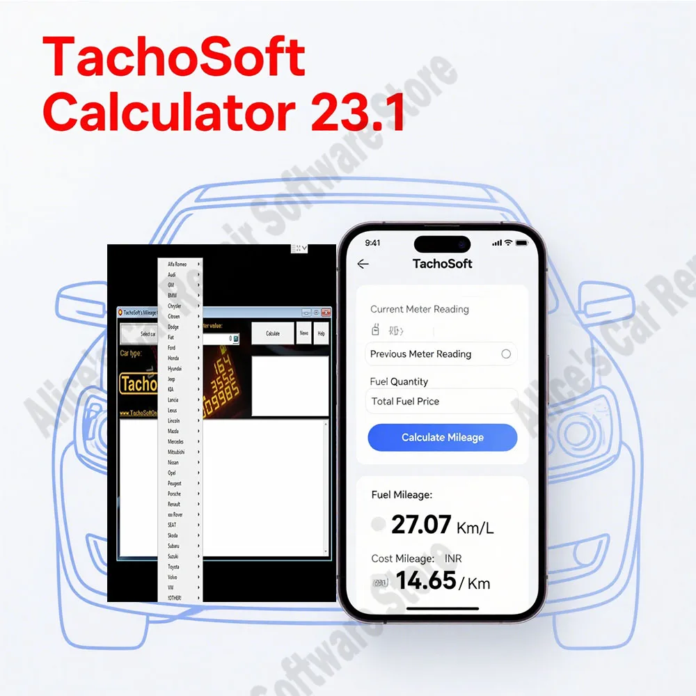 

New TachoSoft Mileage Calculator 23.1 OBD2 Scanner Counter Calculation Software V23.1 With License Digital Odometer Calculators