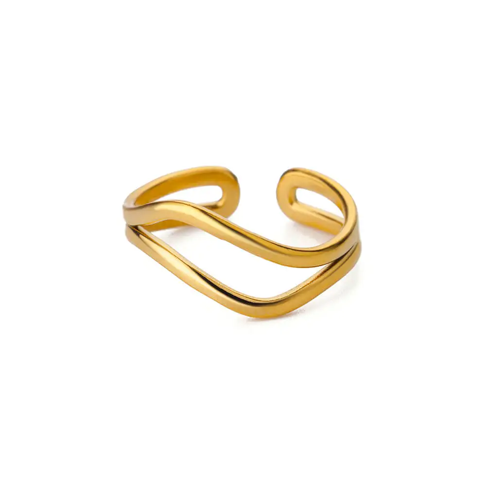 Minimalistische Linie Edelstahl Offene Ringe Für Frauen Gold Farbe Hochzeit Ästhetischen Ring Designer Schmuck Zubehör BFF anillo