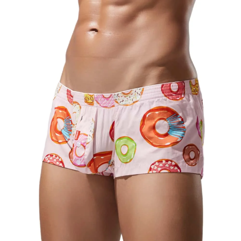 SEOBEAN New Mens Underwear 100% Cotton Boxer Shorts Loungewear Shorts Men Boxers Donut Pattern Underpants Boxer