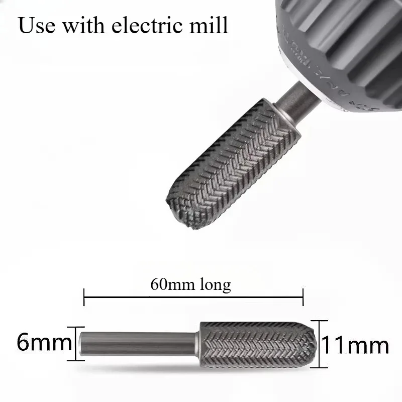 Electric rotary file set of 5 embossed steel file soft metal steel file 6mm hard grinding head set tool