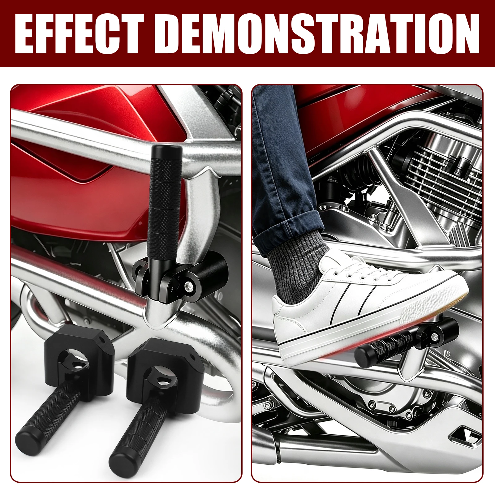 Universelle Motorrad-Fußrasten für Autobahnsicherheitsgurte 7/8"-1,25" Adventure Crash Bar Rest Pedal für KLR650 DR650 XR650L Tenere 700 V-Strom ADV