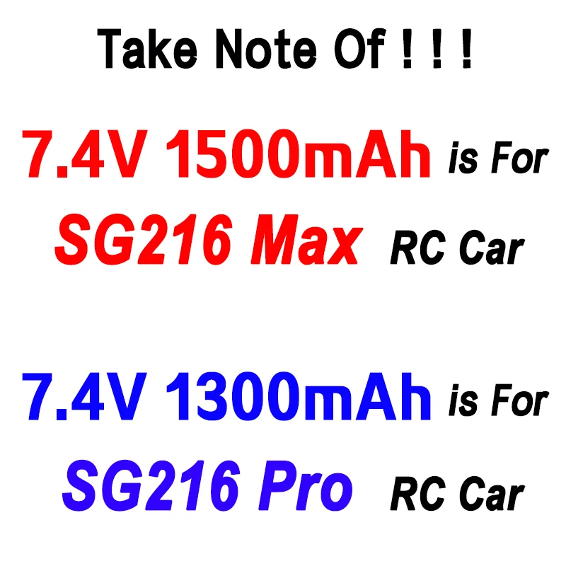 SG216 MAX RC Car Battery 7.4V 1300/1500mah 15C18650 Battery SG216 PRO Spare Batteries 4WD RC Sports Cars Toys Accessories