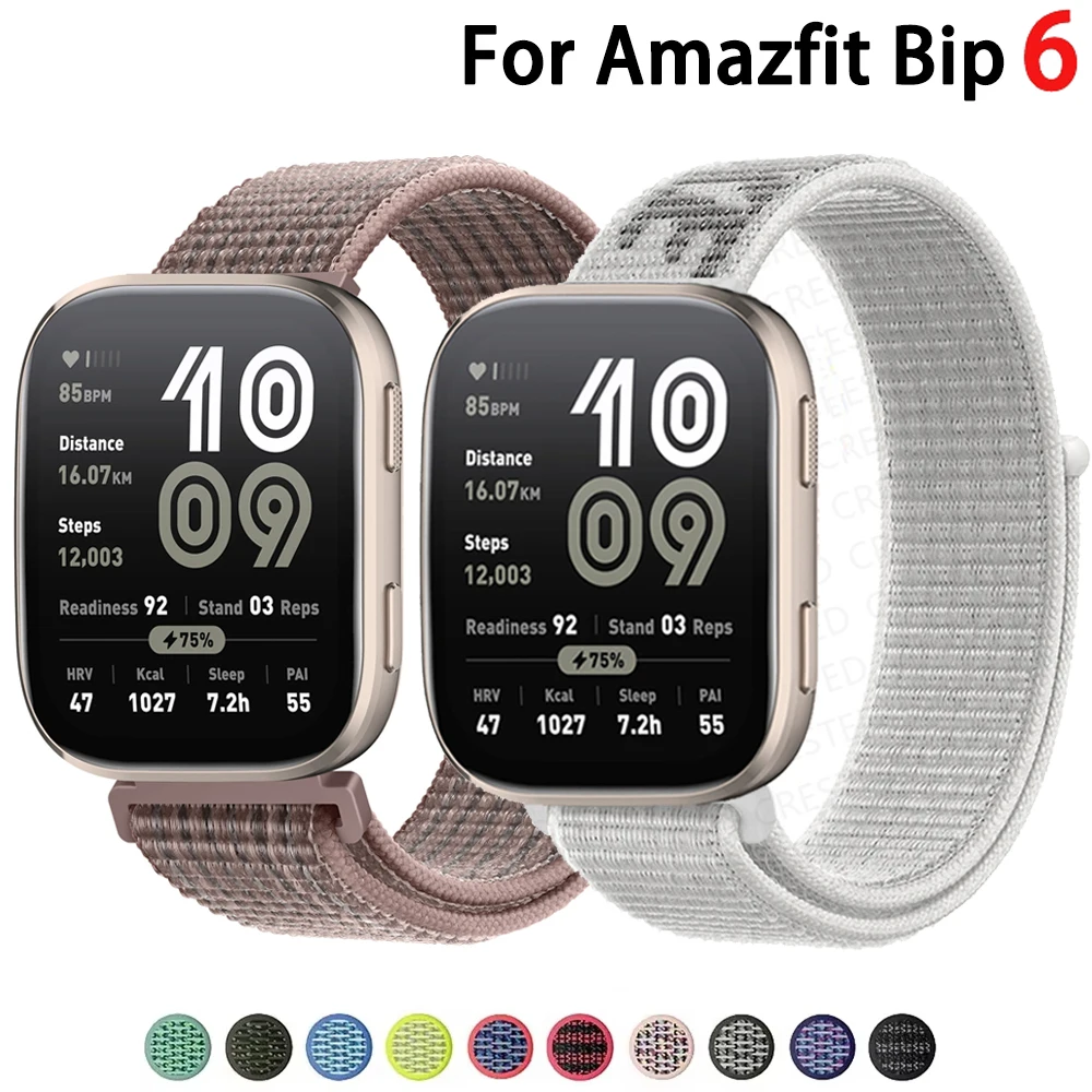

Nylon Loop Strap For Amazfit Bip 6 Smartwatch Accessories Sport breathable pulseira Bracelet Correa Amazfit Bip6 22mm watch band