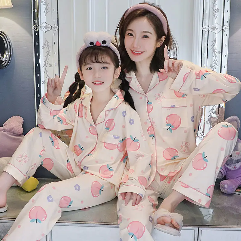 Kawaii Anime Sanrioed My Melody Cinnamoroll Kuromi Parent-Child Pajamas Set Child Cotton Sleepwear Cartoon Parent-Child Clothes