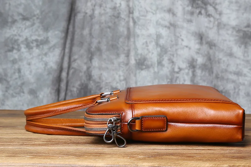Nzpj Vintage Echt leder Herren Aktentasche natürliche Rindsleder horizontale Handtasche Business Umhängetasche lässige Computer tasche – Detail 8