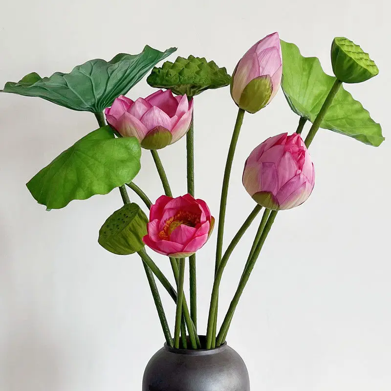 Lotus simulation feel new Chinese lotus False Flower Decoration living Room Flower Arrangement shooting props