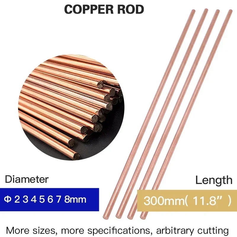 Barra Contínua de Cobre Vermelha Reta Rod Diâmetro 216 mm 300 mm 16 mm 17 mm 18 mm 19 mm 20 mm 21 mm 22 mm 23 mm 24 mm 25 mm Alta Qualidade