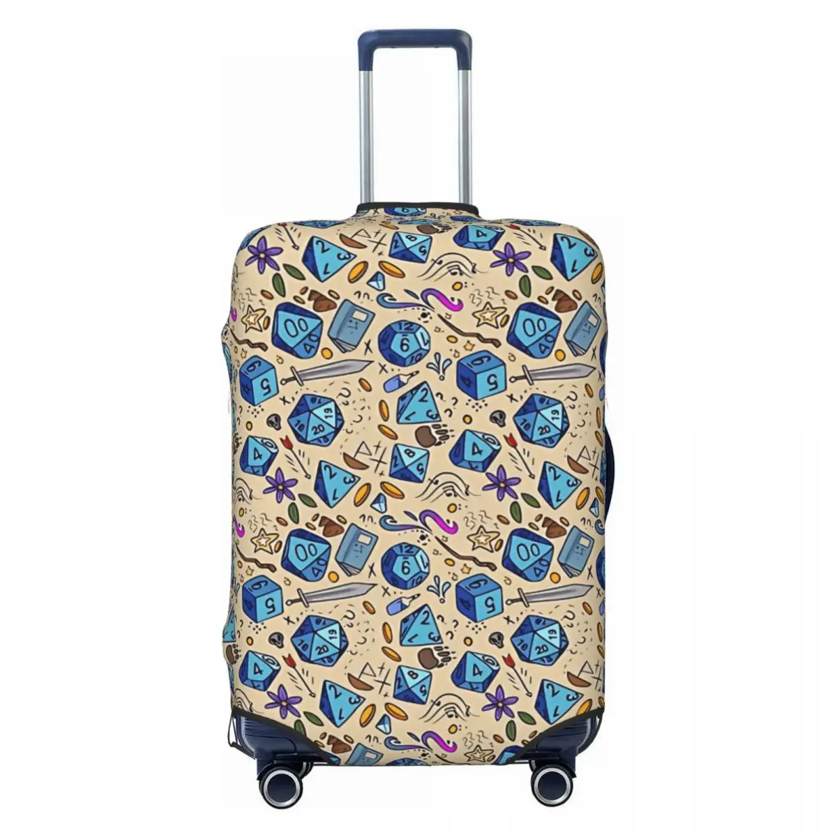 

D20 Dice Set Pattern Suitcase Cover Elastic Cruise Trip Protector Luggage Accesories Vacation