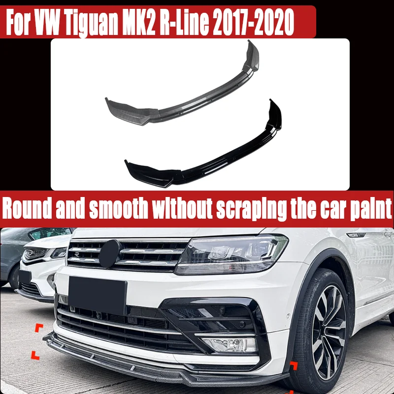 For VW Tiguan MK2 R-Line 2017-2020, Front Lip / Chin Spoiler Front Bumper Splitter, Sporty Upgrade, Direct Fit.