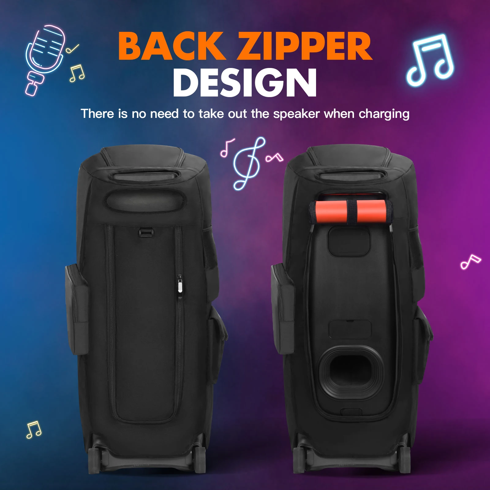 For JBL Partybox Speaker Storage Bag with Mic Pocket Party Speakers Carrying Case Zipper Closure Portable Bag for Outdoor Travel