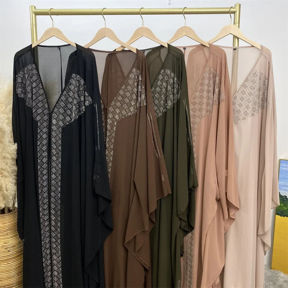 

Muslim Kaftan Abaya Dress Women Dubai Turkish Chiffon Party Dresses Elegant Evening Gown African Boubou Fashion Outfit Open Robe