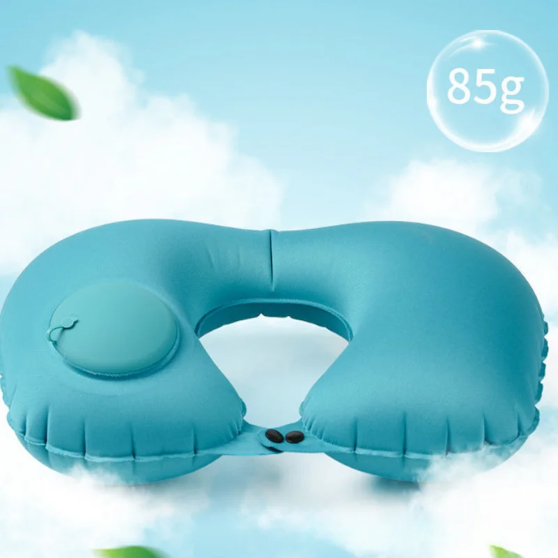 Cuscino gonfiabile a forma di U da viaggio aereo all\'aperto per uso domestico portatile a mano premendo il collo cuscino per dormire kit per il