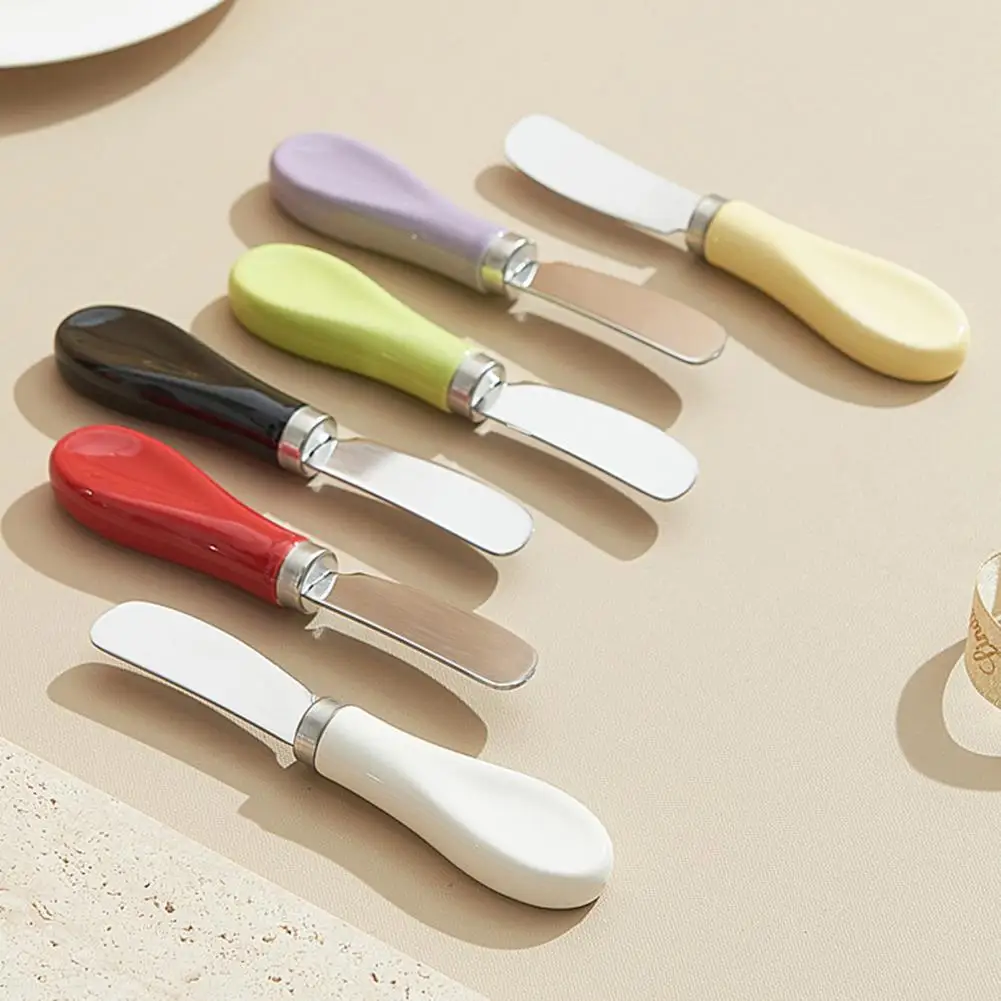 Smooth Surface Cheese Cutter Scraper Wide Smooth Cutter for Jam Butter Colorful Macaron Handle Kitchen Tool Stainless Steel