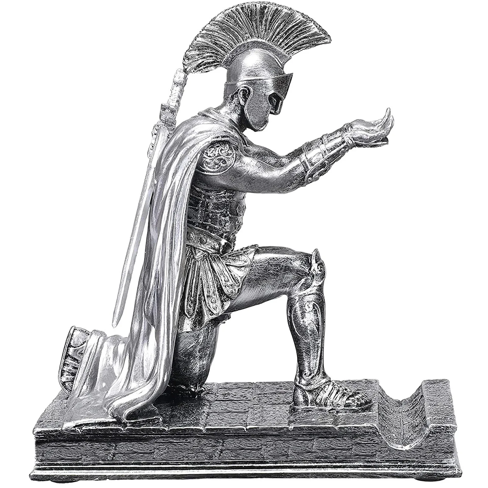 Magnetic Pen Holder For Desk, Knight Pen Holder Cool Desk Accessories, Roman Commander Kneeling Pencil Holders Finish Statue