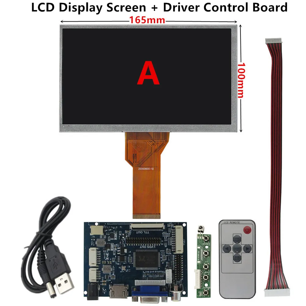 7 Inch AT070TN94 High Brightness LCD Display Screen Universal DIY Driver Control Board Raspberry Pi PC Portable Monitor