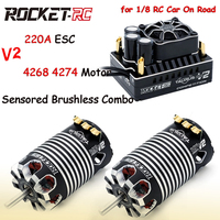 ROCKET-RC V2 220A ESC w/ 4274 4268 Motor Sensored Brushless Combo Set for 1/8 RC Car Monster Truck Buggy On-Road Racing Car