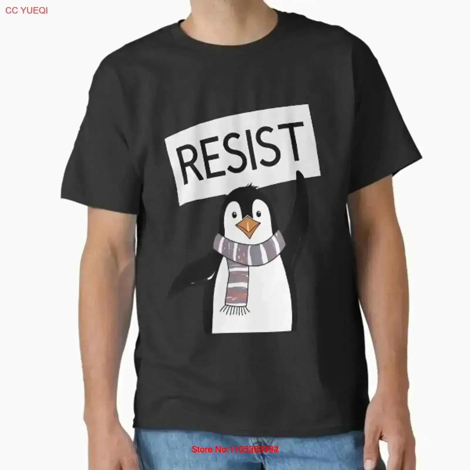 Funny Penguin Resist Penguins Protest Against T Shirt Made in US AUS Size S 2XL vintage Washed Versatile homme Slightly Soft