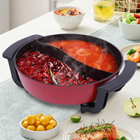 6L Home DIY Hot Pot Chinese Hotpot Household Twin Hot Pot with Lid Kitchen Skillet Countertop Cooking Pan