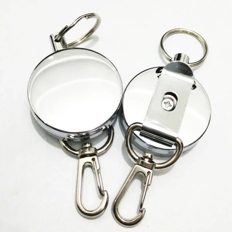 1pc Metal Retractable Key Ring Wire Rope Elastic Keychain Anti Lost Badge Reels for Ski Pass ID Card Office Accessories