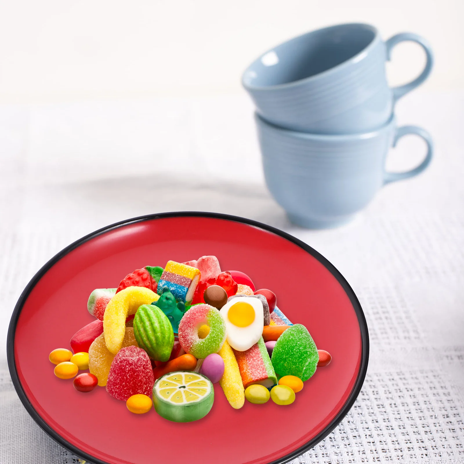 

4Pcs Fruit Plate Melamine Round Lightweight Snack Serving Dish Kitchen Dinnerware for Party Picnic Fruit Plate