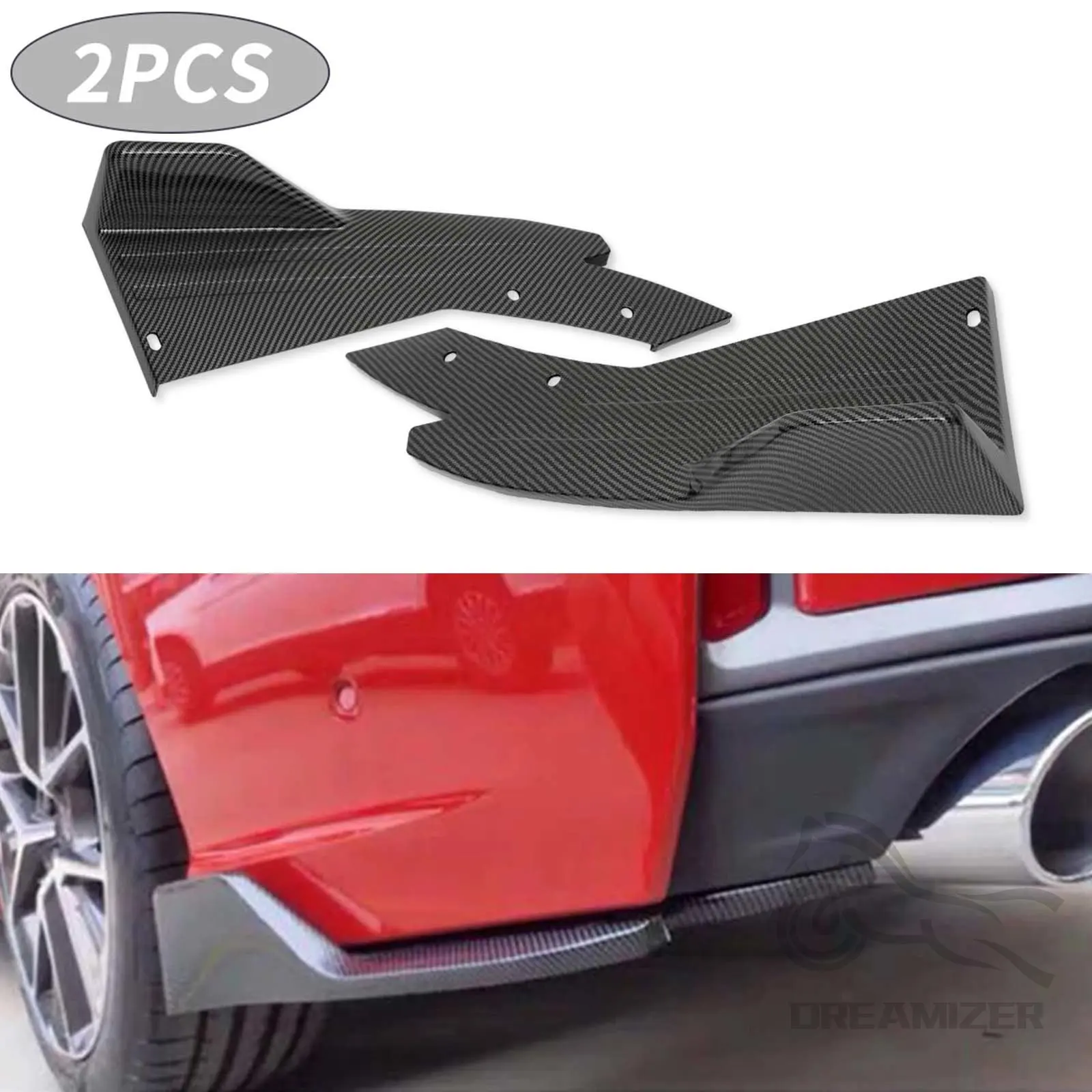 

Universal Glossy Black Carbon Car Rear Bumper Spoiler Scratch-Resistant Corner Protector Diffuser Splitter Side Skirt Extension