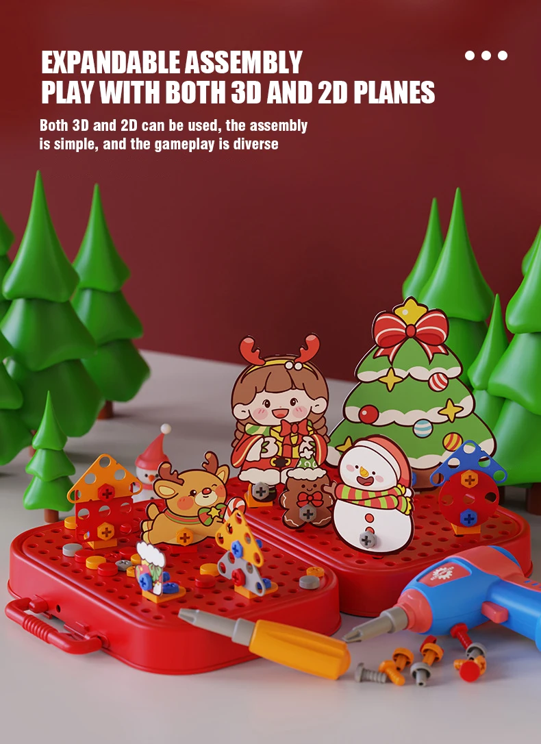 DIY Montage-Elektroschrauber-Spielzeugset Weihnachtsgeschenke Kinder-Reparatur-Werkzeugkasten Kreative Spiele Lernspielzeug für Kinder – Detail 9