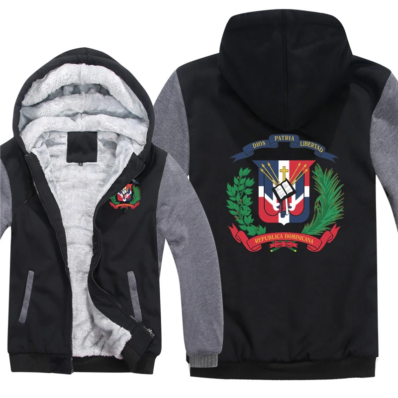 Dominican Republic Hoodies Men Cool Coat Thicken Coat of Arms of Dominican Sweatshirt Mans Jacket Hoody