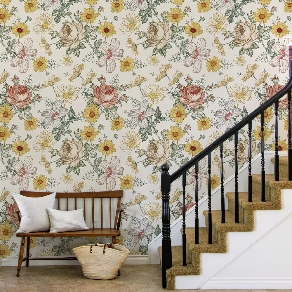 Flower Self-adhesive Waterproof PVC Wallpaper Peel And Stick Self Adhesive Home Deco