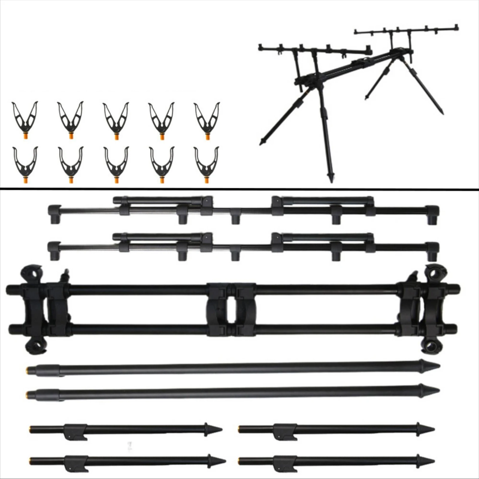 5 Rod Fishing Stand Stable Aluminum Fishing Rod Rack Outdoor Gear Heavy Duty Rustproof for Anglers