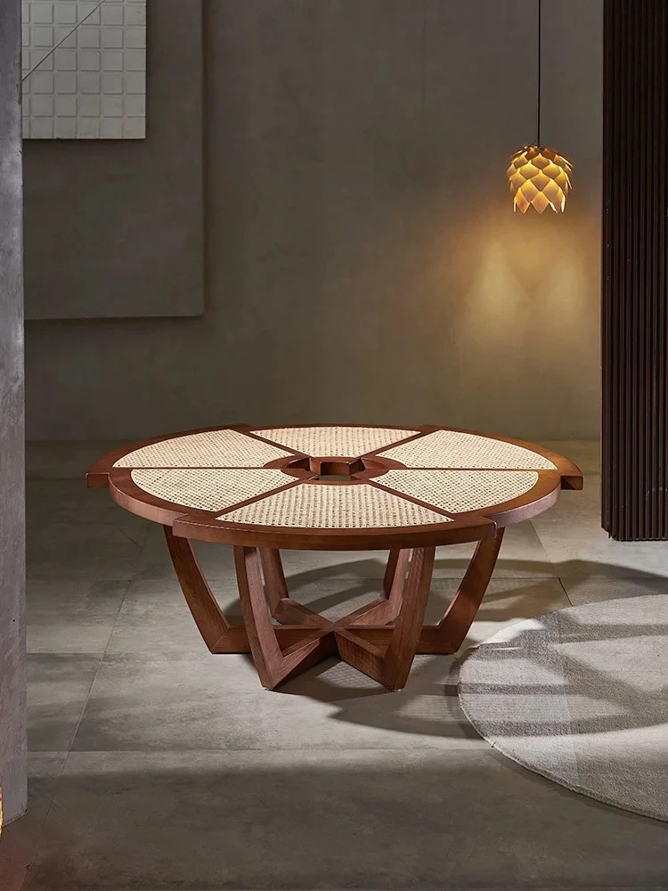 

Nordic Solid Wood Rattan Tea Table Small Apartment Modern Minimalist Tea Table