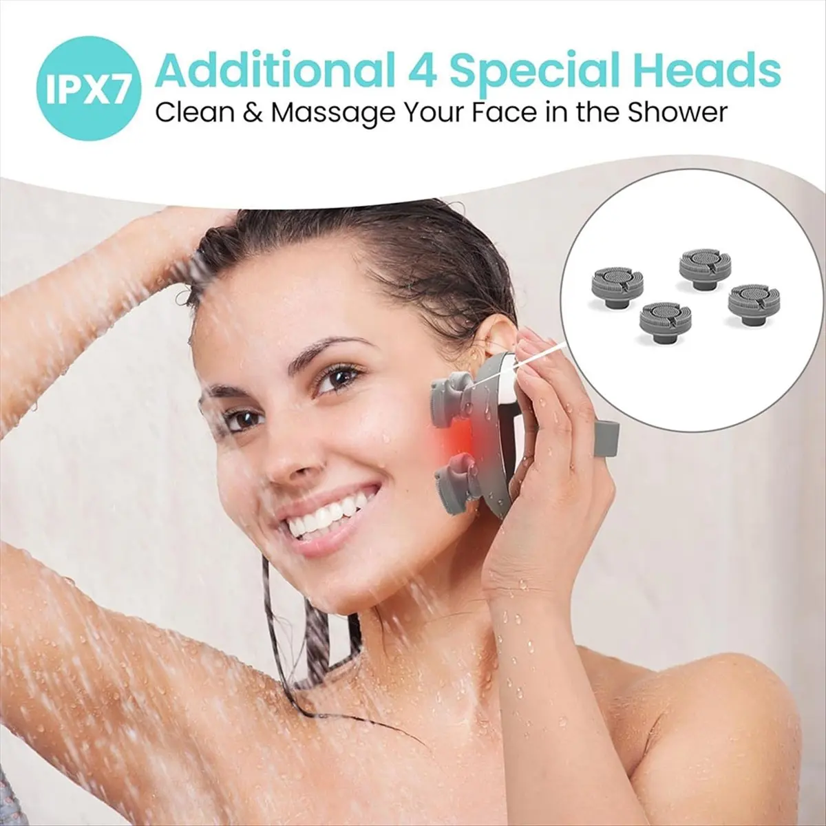 *X07A Portable Electric Scalp Massager-Rechargeable IPX7 Waterproof Heated Scalp Massager with 100 Kneading Nodes for Massage