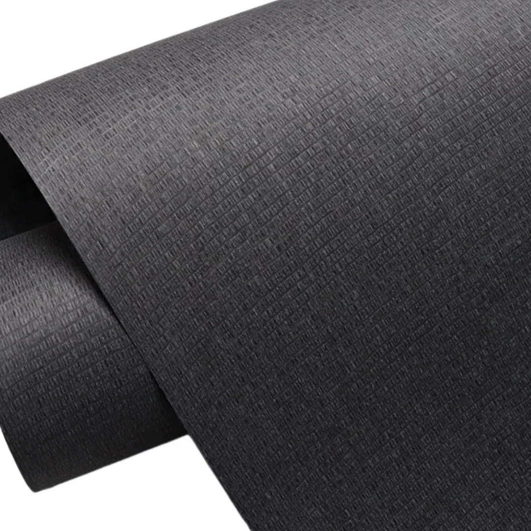 L:2.5meters Width:580mm T:0.5mm Black Linen Wood Veneer Wall Floor Furniture Renovation Wooden Door DIY