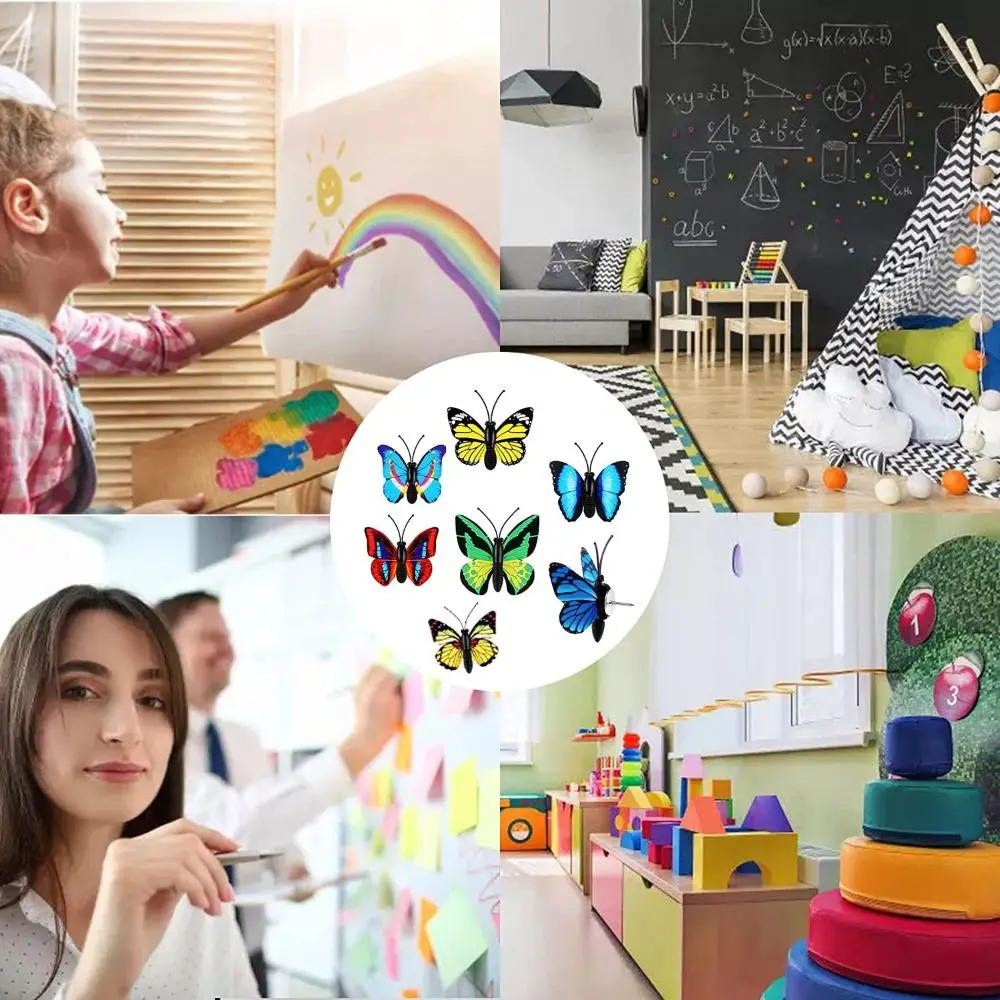 30Pcs Creative Colorful Butterflies Push Pins 3D DIY Blackboard Push Pins Multifunctional with Box Thumb Tacks Stationery