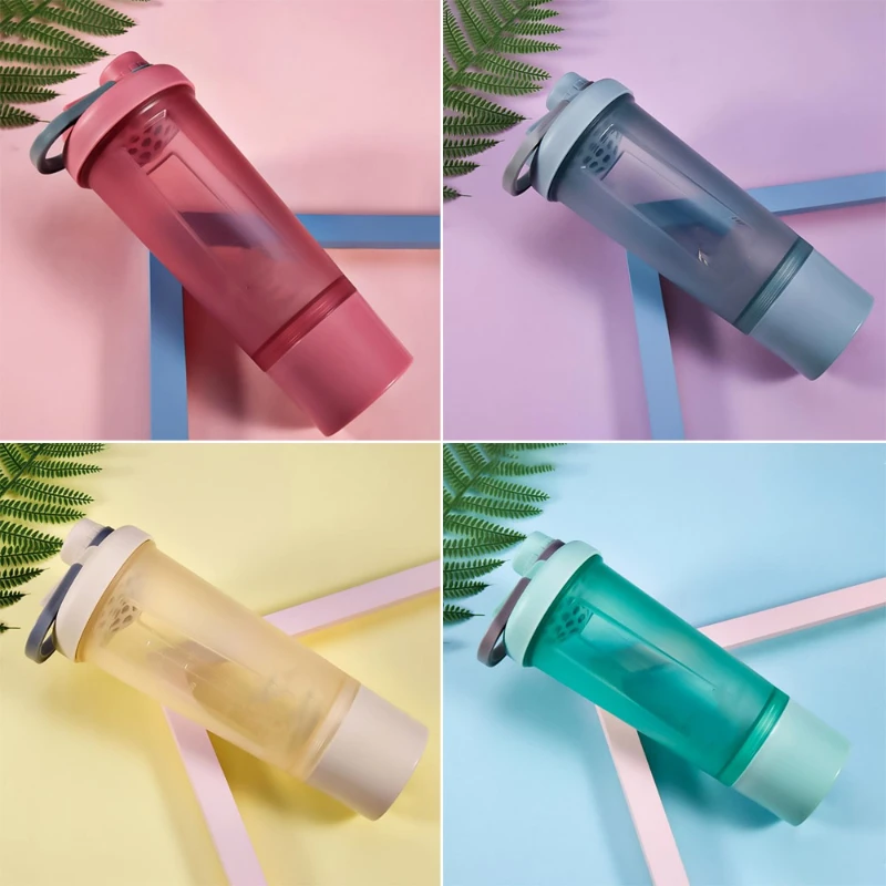 Taza de batido esmerilado de 600ml, botella deportiva para batido, botella de batidora de agua para Fitness al aire libre, proteína en polvo, bebida portátil para entrenamiento de gimnasia