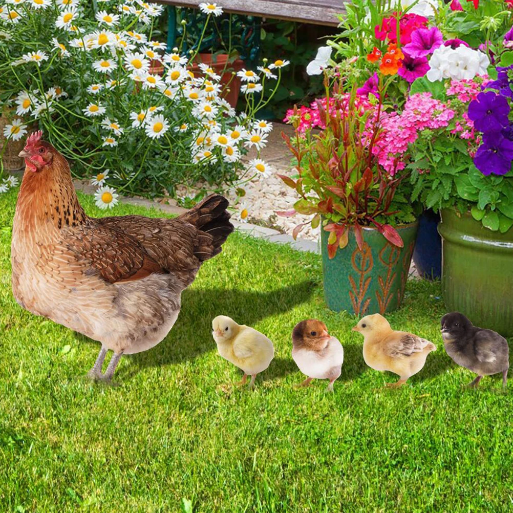 

2 Sets Simulated Hen Chicken Outdoor Ornaments Acrylic Garden Stake Lawn Decor Yard Art 3DMother Chick Garden Chicken Sign