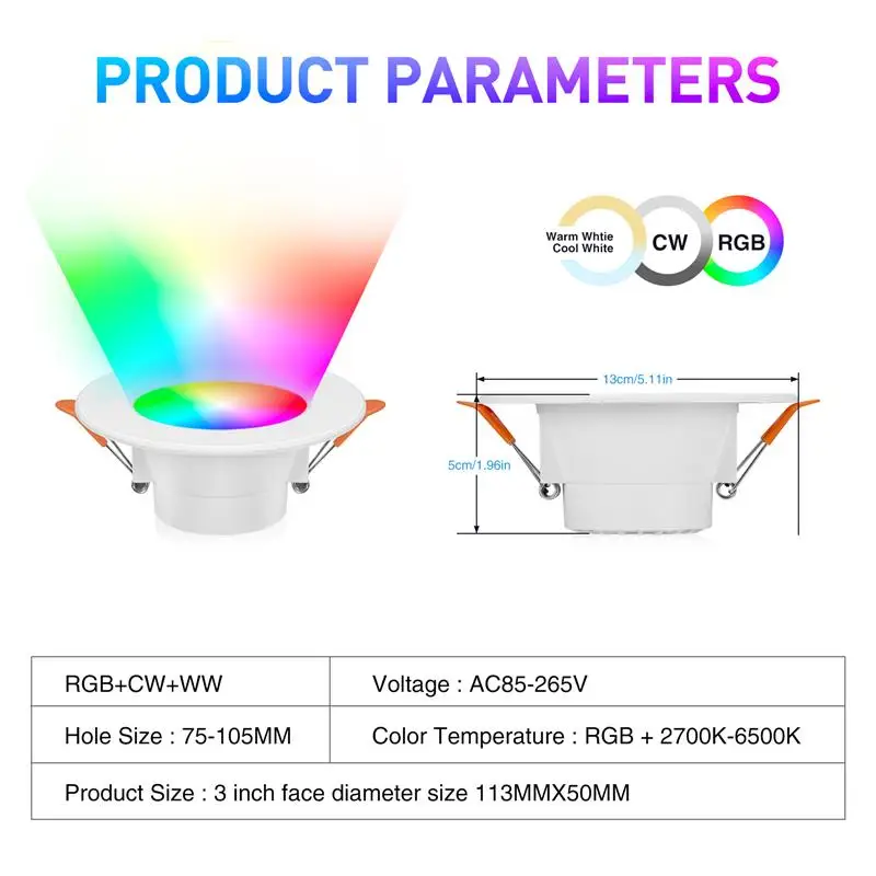 RGB LED Doodle Bluetooth Downlight Dimmable Spot Light Recessed Round Lights Dimmable APP Control Smart Life Ceiling Lamp Home