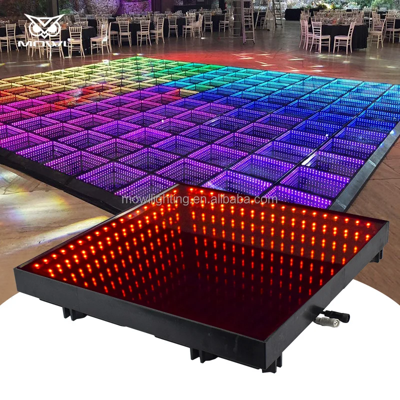

High Quality Portable RGB Tempered Glass Lighted Wired Portable 3D Mirror LED Dance Floor for Party Disco