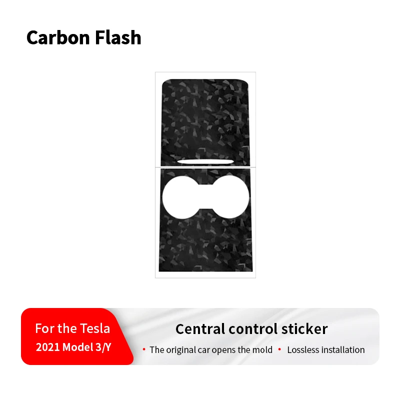 For Tesla Refreshed Model 3/Y – Forged Carbon Console Sticker, Center Panel Decal Trim