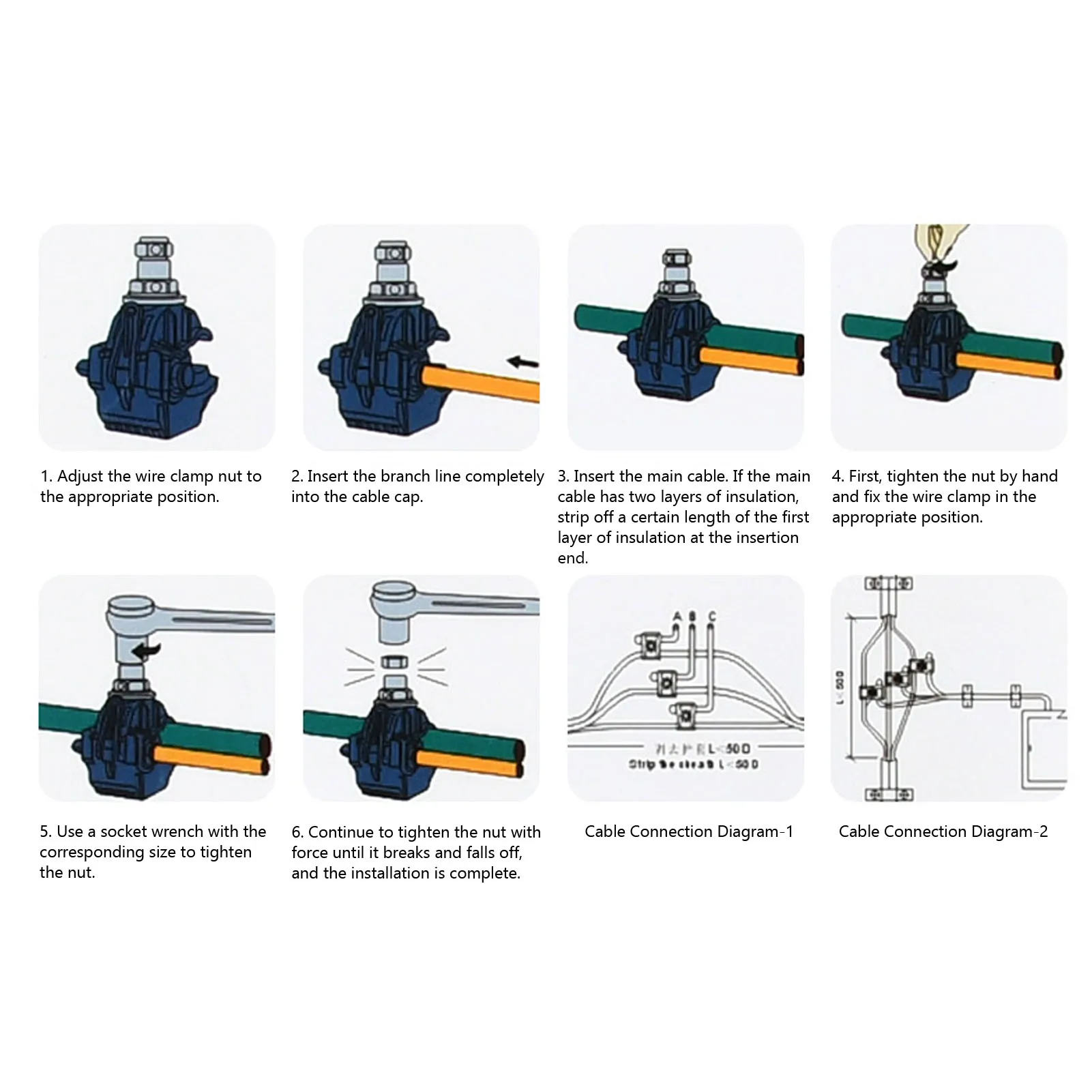 5 Pcs Insulation Piercing Connector 1KV No Peeling Piercing Clamp High Low Voltage Cable Splitter JJC-1 JJC-2 JJC-3 JJC-4