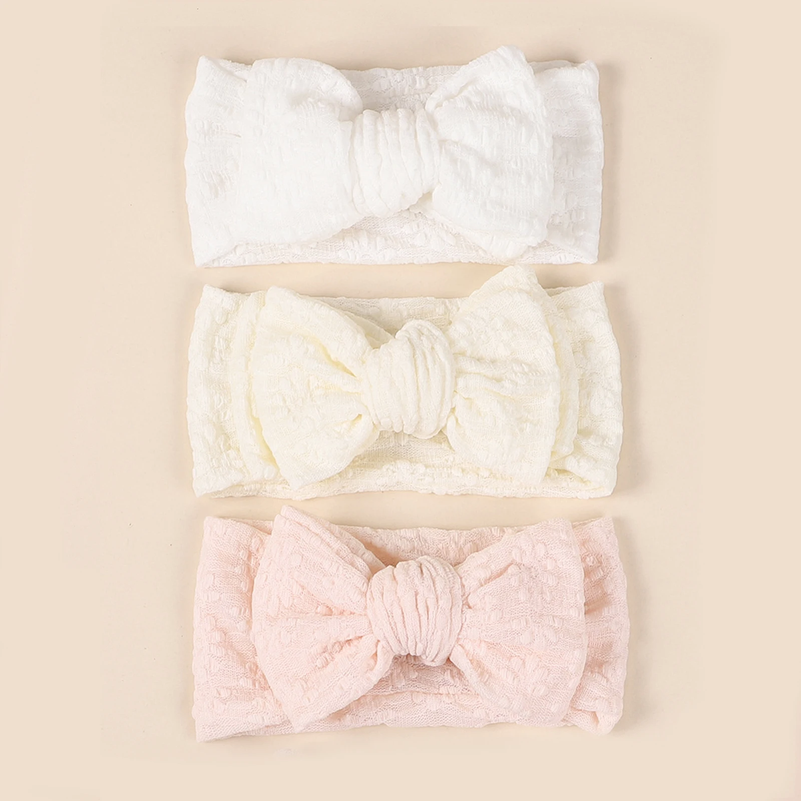 

3pcs Lace Newborn Headband Set Pink White Child Toddlers Bow Turban Baby Girls Bowknot Headbands Infant Baby Hair Accessories