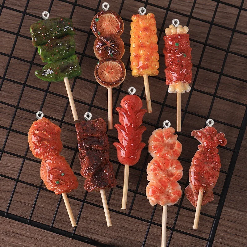 5Pcs Kawai Mini Simulation Resin Pendant Fake Food Charm Girl DIY Handmade Jewelry Keychain Earring Making Crafts Accessory Hook
