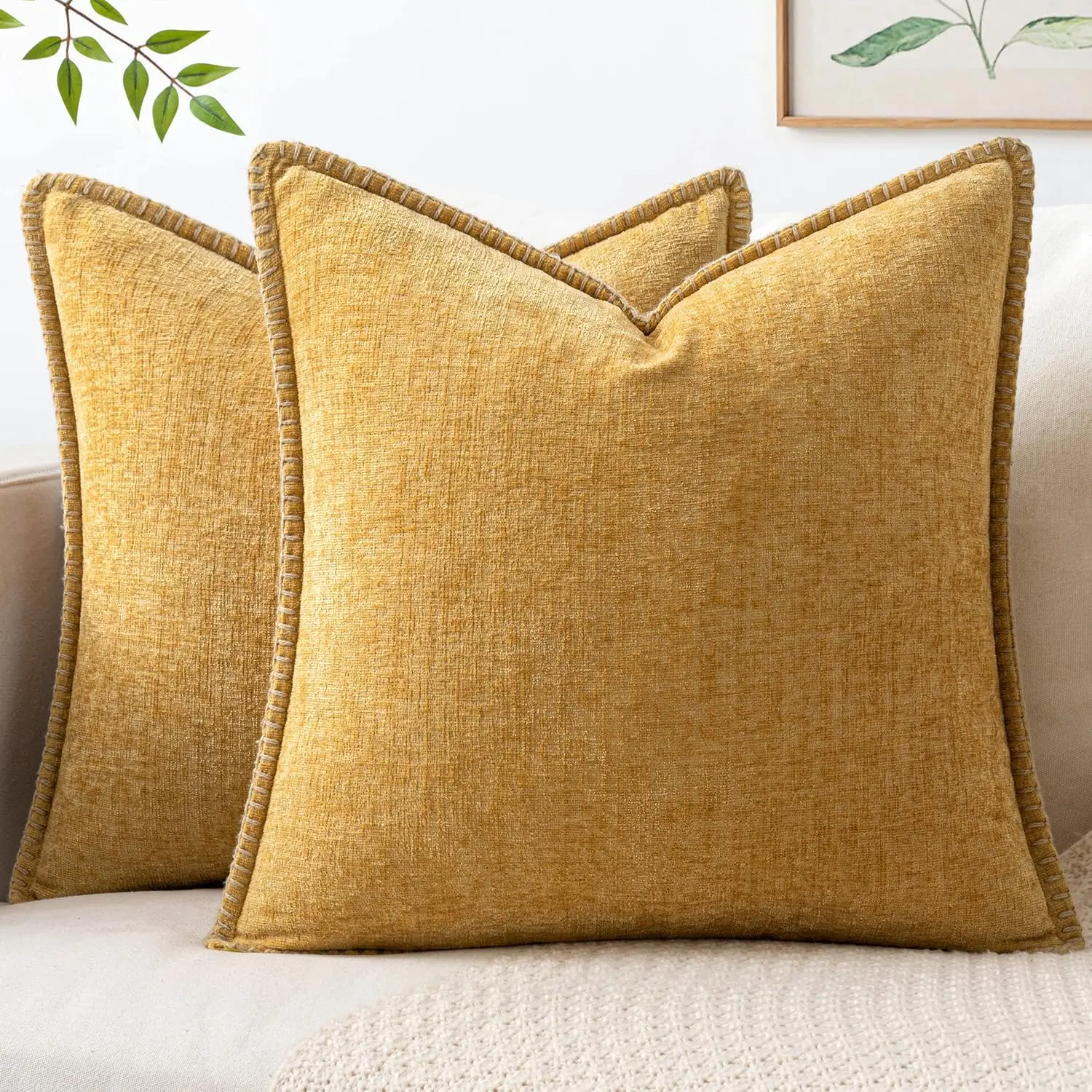 Chenille Decorative Throw Pillow Covers 18x18 Decorative Chenille Texture Cushion Covers,for Couch Bed Sofa Living Room