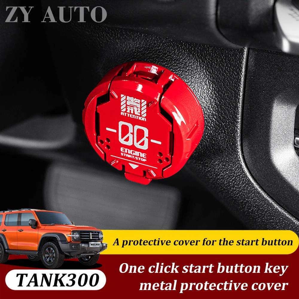 For GWM TANK 300 2021-2025 One-Click Start Button Metal Protective Cover Decor Modification Accessories No Drilling