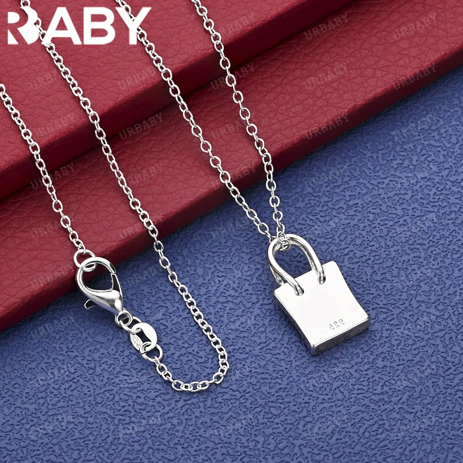 

URBABY 40-75cm 925 Sterling Silver Bag Pendant Necklace Charm Trend Birthday Gifts Fashion Party Fine Jewelry